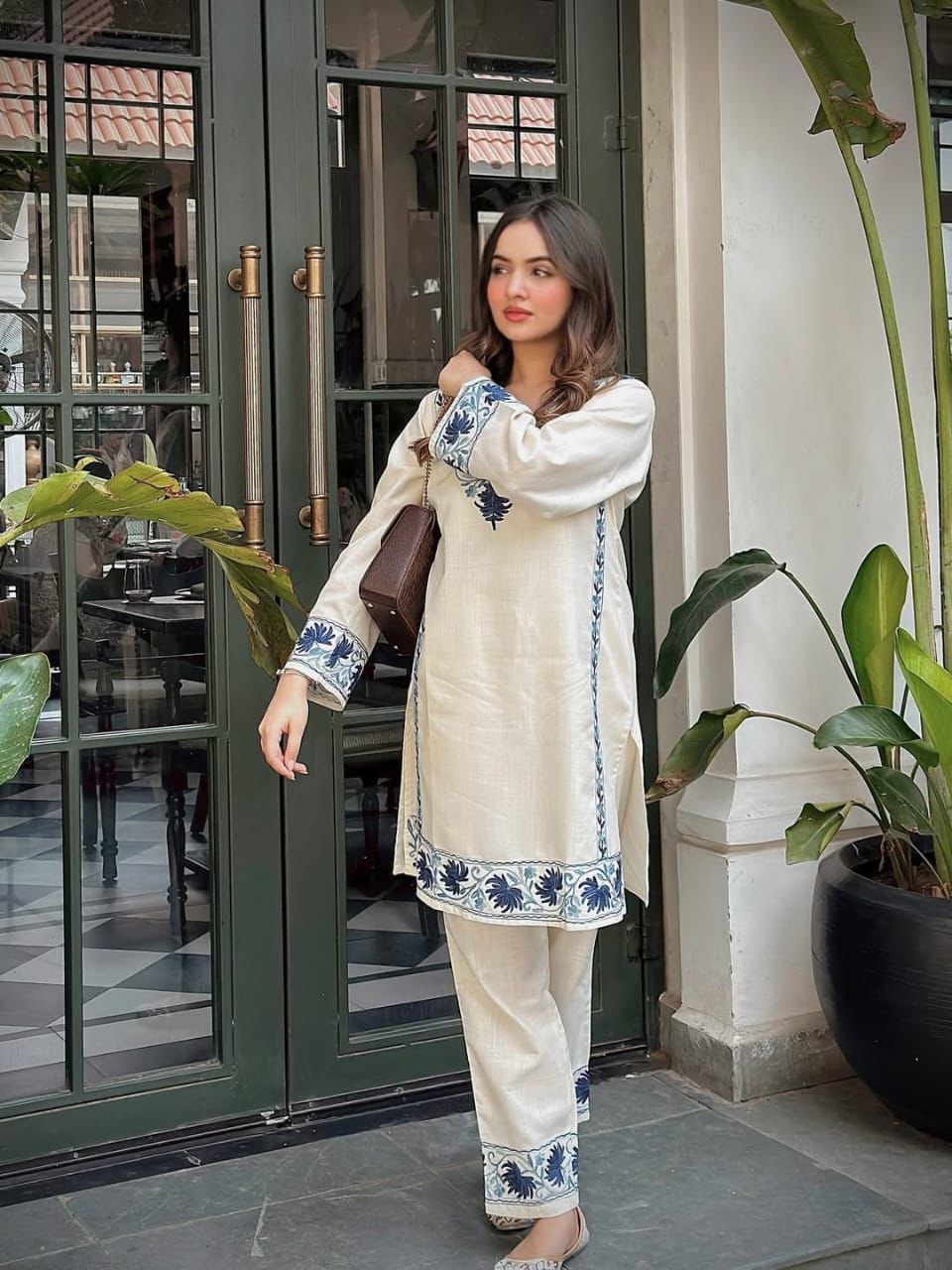 Classy White Embroidered Co-ord Set