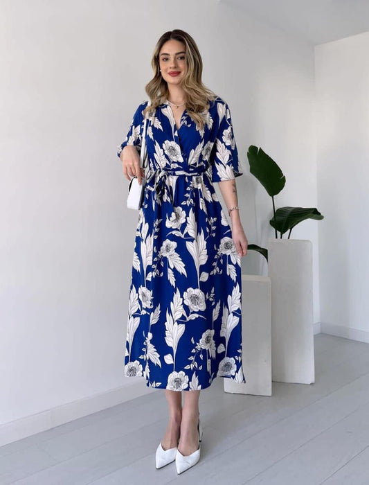 Designer Floral Printed Midi Dress