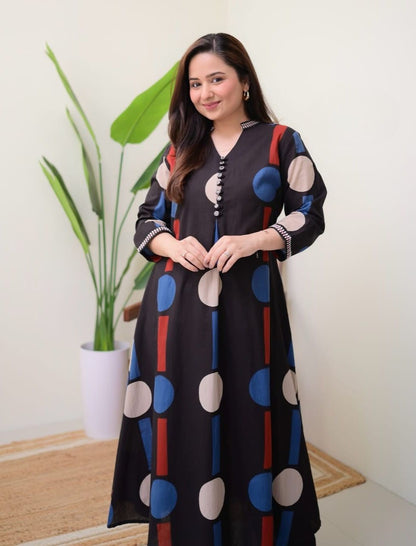 Elegant Black Embroidered Co-ord Set