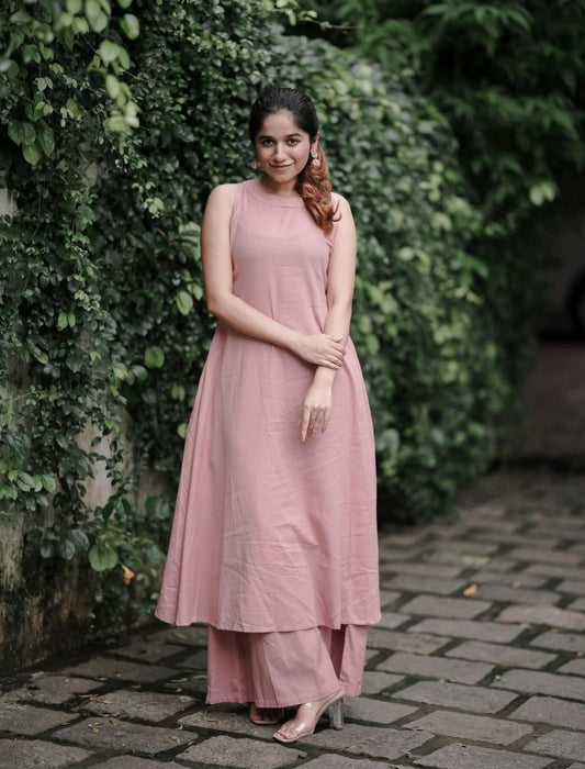 Classy Peach Embroidered Co-ord Set
