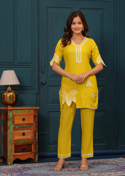 Yellow Embroidered Co-ord Set