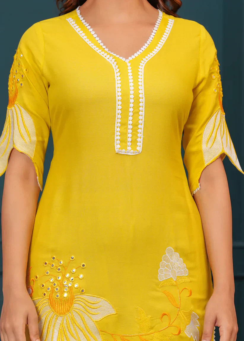 Yellow Embroidered Co-ord Set