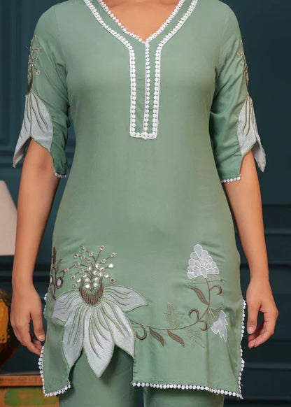 Hazel Green Embroidered Co-ord set