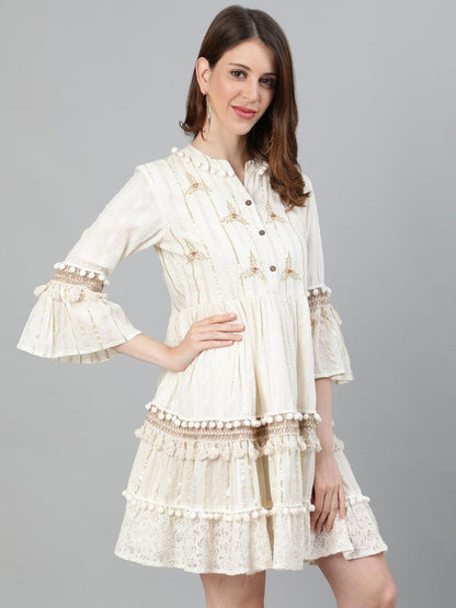 Off  White embroidered Dress