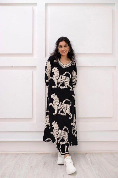 Black Animal print Coord Set