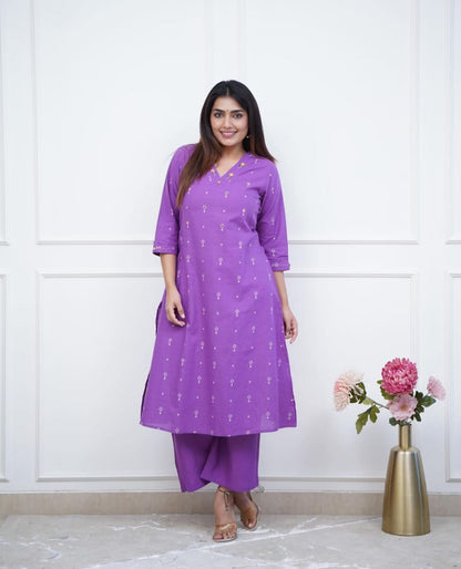 Elegant Purple Embroidered Co-ord set