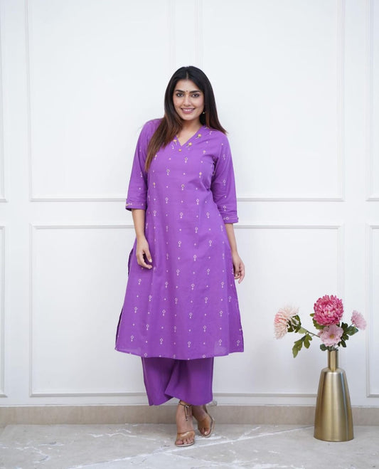 Elegant Purple Embroidered Co-ord set