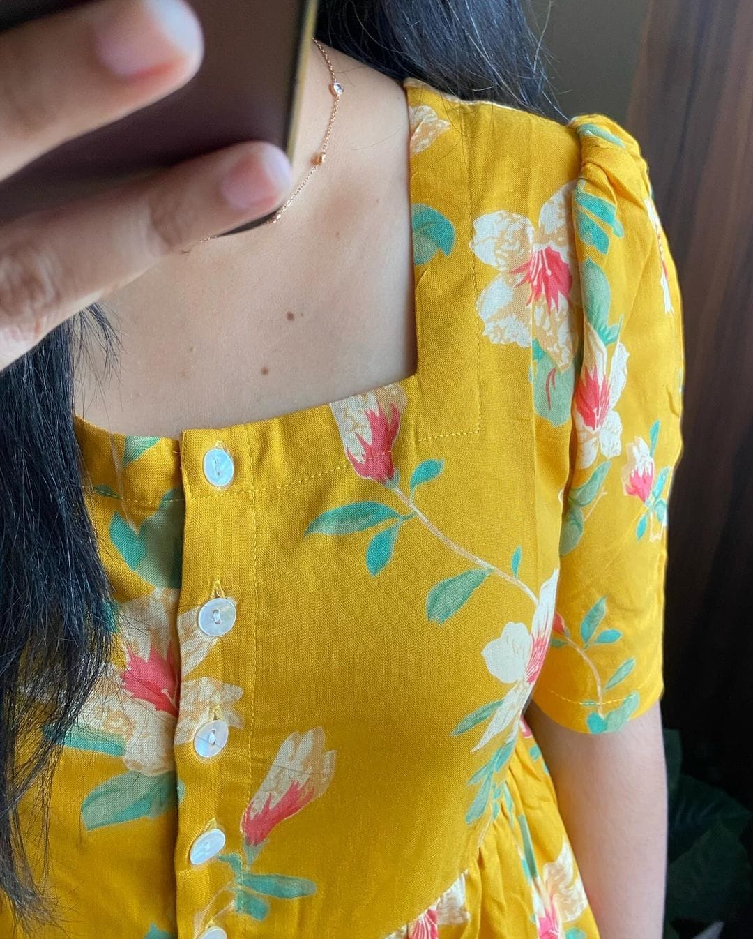 Beautiful Yellow Color Embroidery Midi Dress