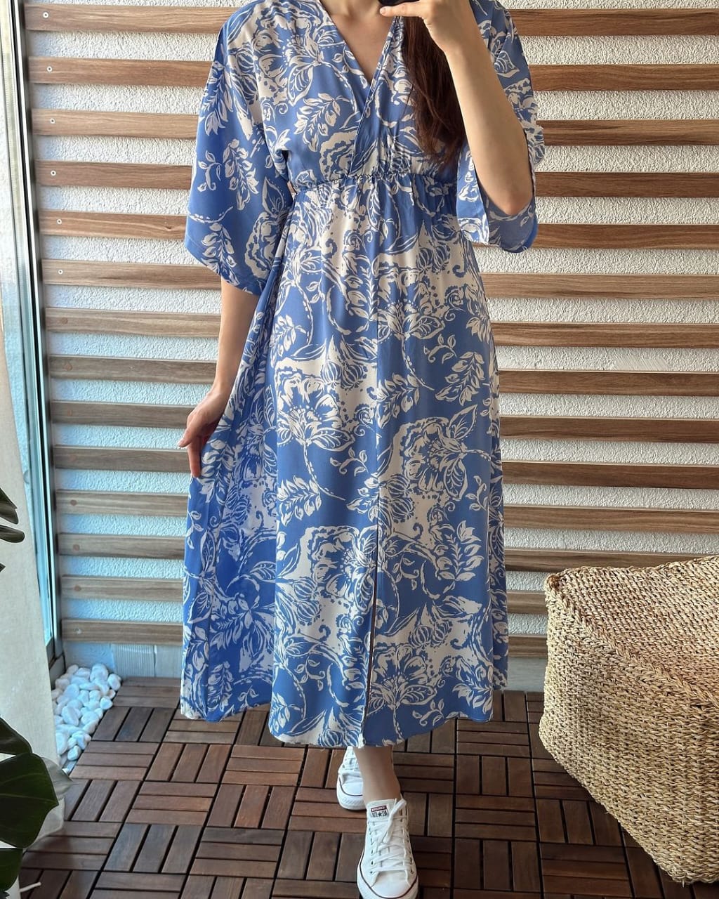 Designer Floral Printed Middi Dress