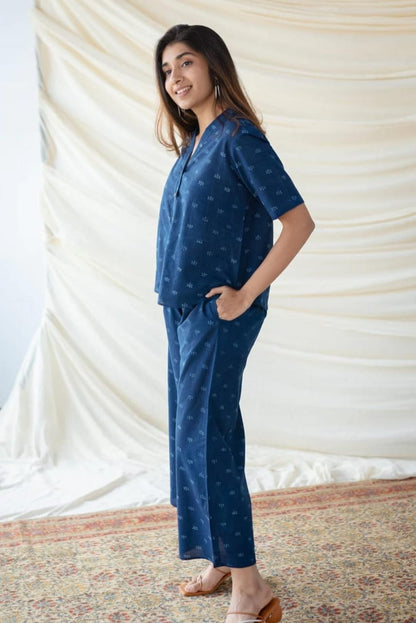 Stylish Blue Printed Co-ord Set