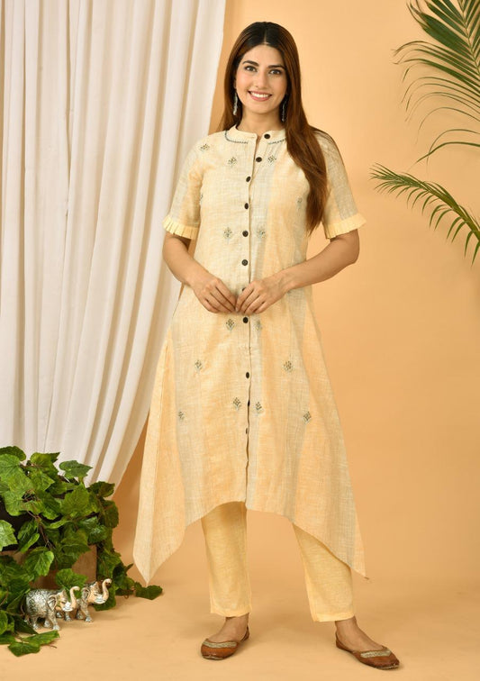 Elegant Off-White Embroidered Co-ord Set