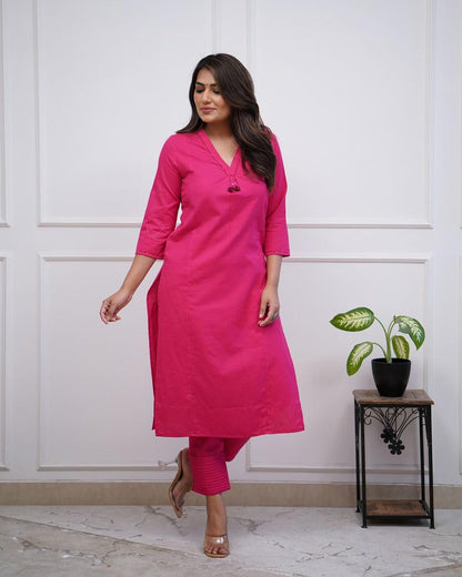 Pink Pintex Solid Co-ord Set