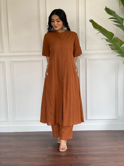 Elegant A-line Solid Co-ord Set