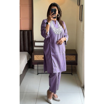 Elegant Purple Casual Co-ord Set