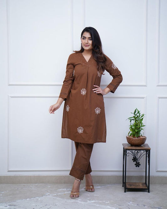 Stylish Floral Embroidered Co-ord Set
