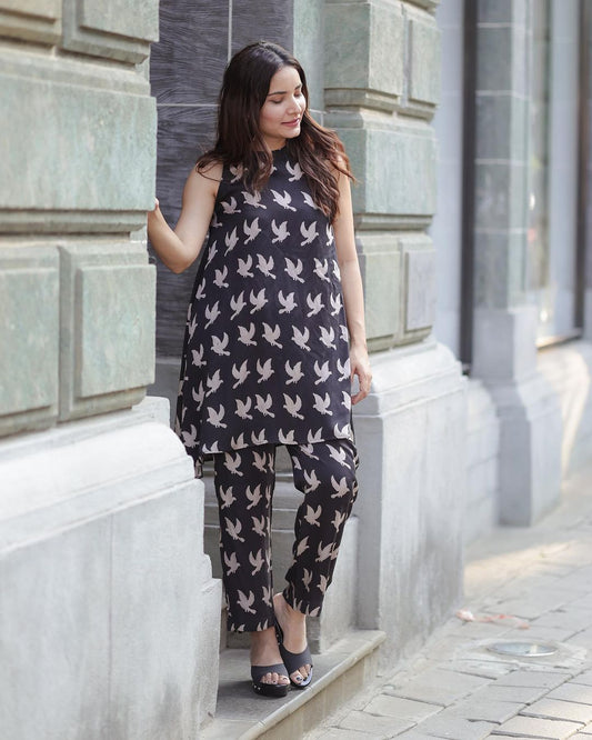 Elegant Black Embroidered Co-ord Set