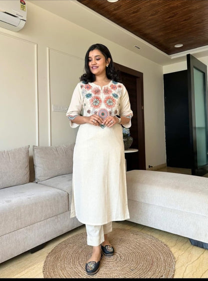 Cotton Embroidered Co-ord Set