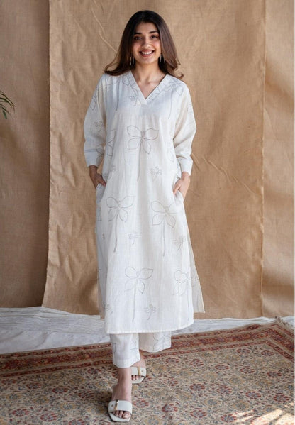 Elegant White Printed Co-ord Set