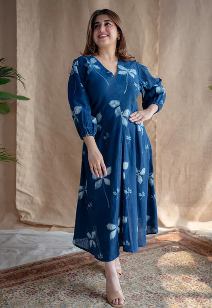Stylish Floral Designed Midi Dress