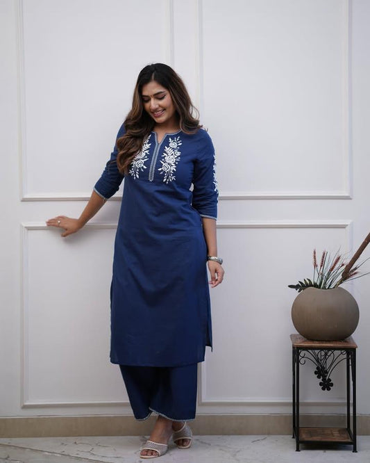 Beautiful Blue Embroidered Co-ord Set