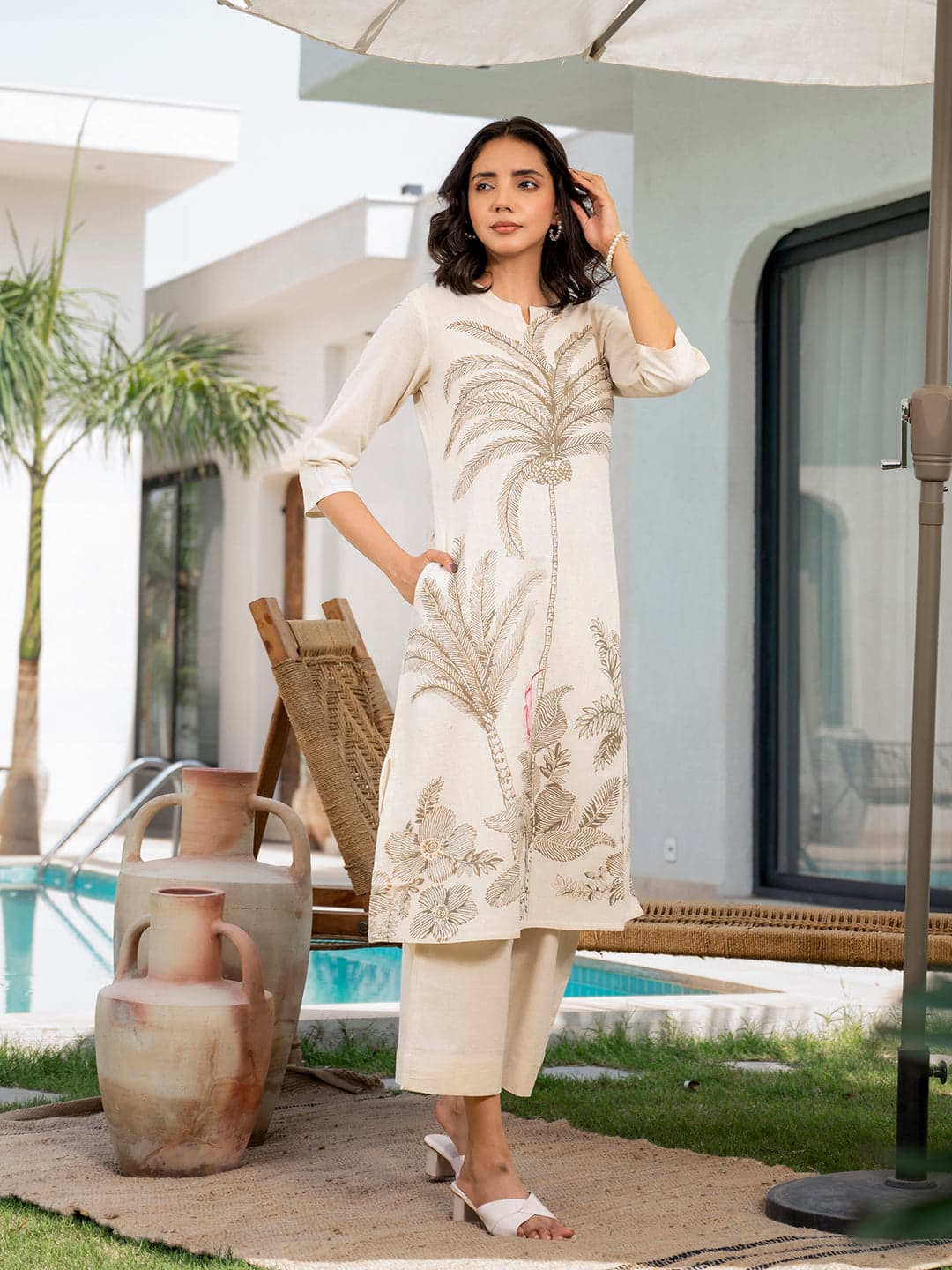 Elegant White Embroidered Co-ord Set