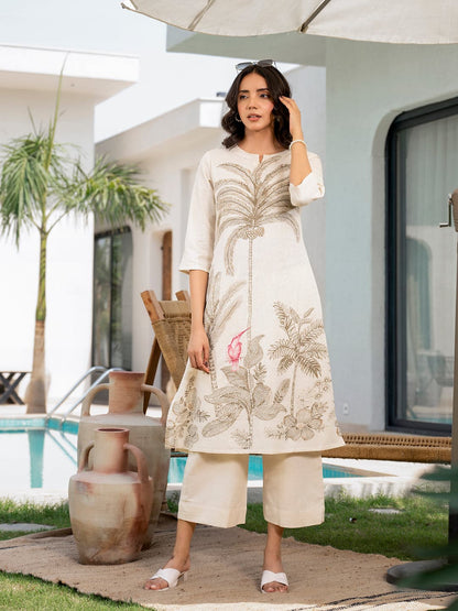 Elegant White Embroidered Co-ord Set