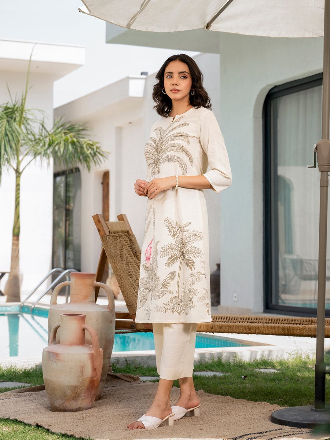 Elegant White Embroidered Co-ord Set