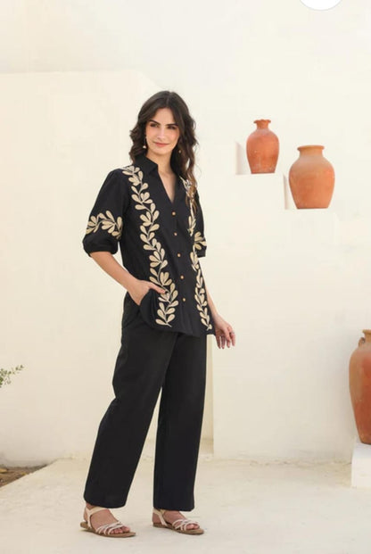 Elegant Floral Embroidered Co-ord Set