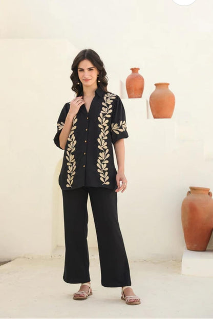 Elegant Floral Embroidered Co-ord Set