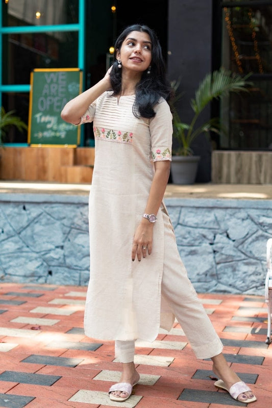 Stylish White Embroidered Co-ord Set