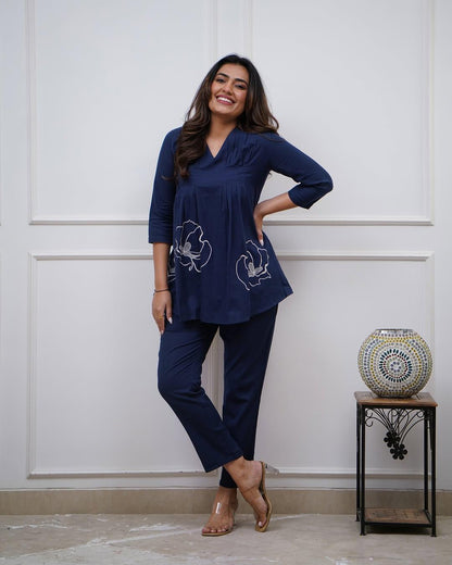 Casual Designer Embroidered Co-ord Set