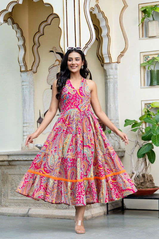 Designer Heavy Printed Midi Dress