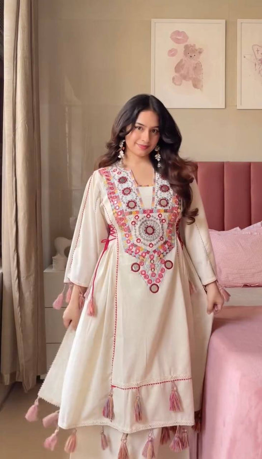 Designer White Embroidered Co-ord Set