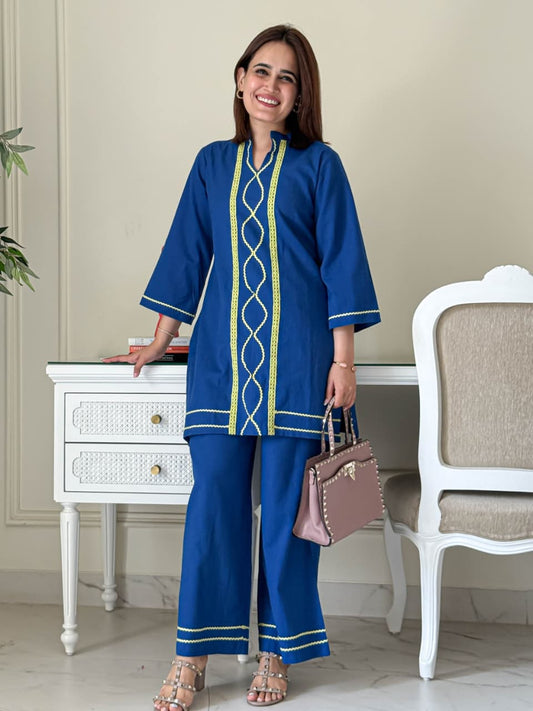 Elegant Blue Designer Co-ord Set