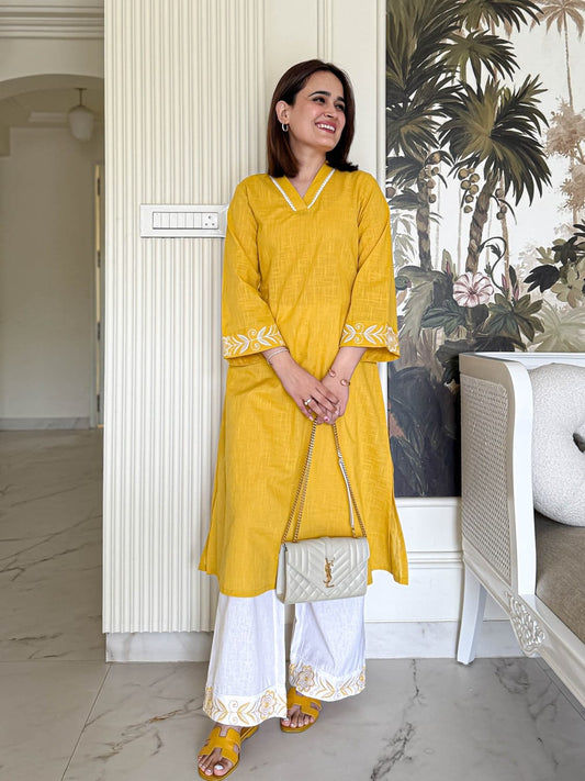 Elegant Mustard long Co-ord Set