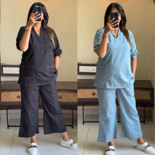 Solid Stylish Co-ord Set