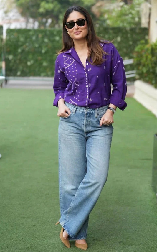Kareena kapoor Stylish Purple Shirt